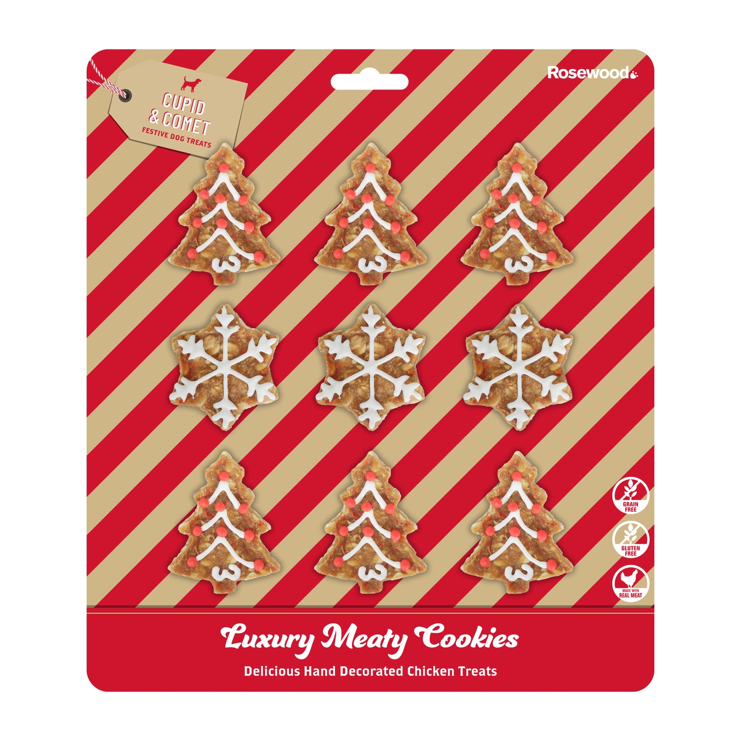 Cupid & Comet Festive Luxury Meaty Cookies 9pc Dog Treats