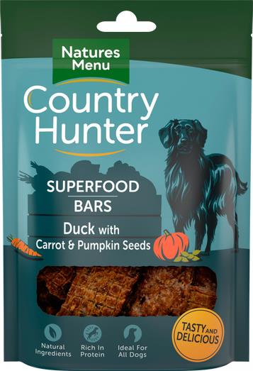 Country Hunter Superfood Bars - Duck with Carrot & Pumpkin Seeds - Dog Treats 100g