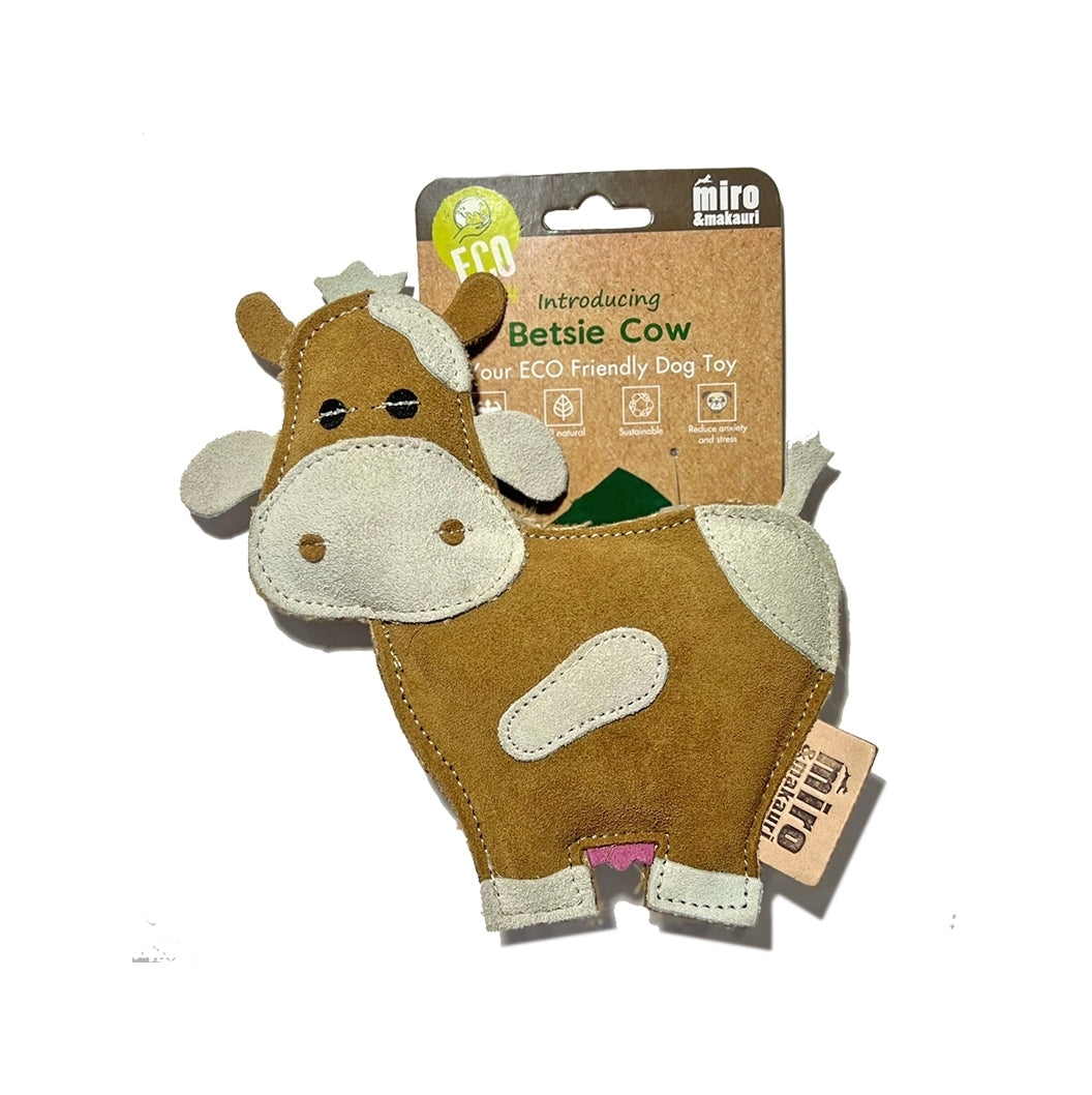 Miro & Makauri Betsie Cow Eco Friendly Leather Silent/No Squeaker Dog Toy