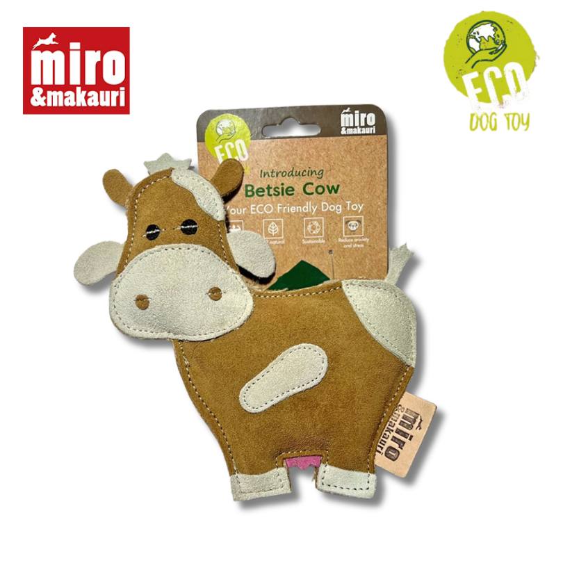 Miro & Makauri Betsie Cow Eco Friendly Leather Silent/No Squeaker Dog Toy