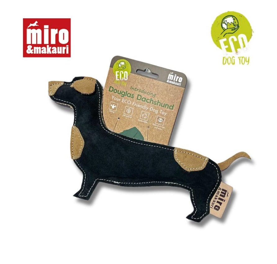 Miro & Makauri Douglas Dachshund Eco Friendly Leather Silent/No Squeaker Dog Toy