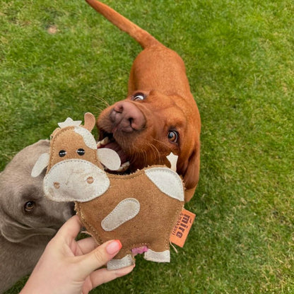 Miro & Makauri Betsie Cow Eco Friendly Leather Silent/No Squeaker Dog Toy