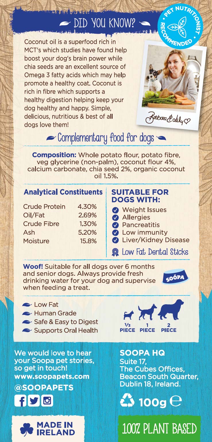 Coconut & Chia Seed Dental Sticks 100g
