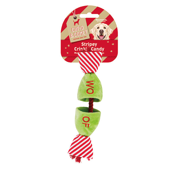 Cupid & Comet Crinkle Candy Rope Dog Toy