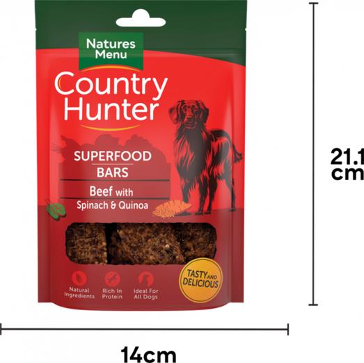 Country Hunter Superfood Bars - Beef with Spinach & Quinoa - Dog Treats 100g