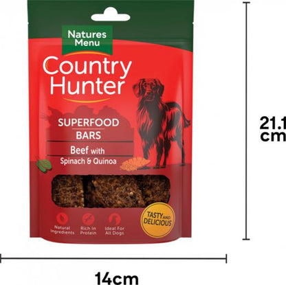 Country Hunter Superfood Bars - Beef with Spinach & Quinoa - Dog Treats 100g